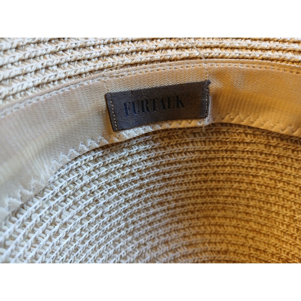 FURTALK Womens Straw Sun Hat Wide Brim Beach Summer Bow Cap Beige Large - Picture 6 of 8